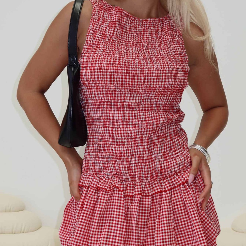 Princess Polly Red and White Checkered Dress